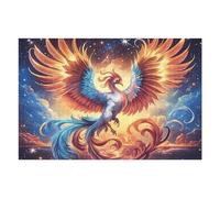 Flame Starry Red Phoenix 1000 Pieces Set Classic Jigsaw Puzzle Animal Pet Couple Puzzle Partners Mind Relaxation Wall Decor Easter New Year Recycled Cardboard Material 1000 PCS
