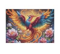 Flame Starry Red Phoenix 300 Piece Jigsaw Puzzle Animal Pet For Men Educational Decompression Adults Anxiety Memory Care Mothers Valentines Gift Sturdy Paperboard 300 PCS