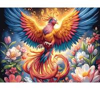 Flame Starry Red Phoenix 300 Pieces Jigsaw Puzzles Wildlife For Men Educational Decompression Adults Anxiety Memory Care Mothers Valentines Premium Cardboard 300 PCS/40x28cm