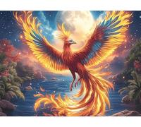 Flame Starry Red Phoenix 500 Piece Complete Premium Jigsaw Puzzle Wildlife Collectors Mind Relaxation Educational Decorative Puzzle Gifts for Adults Premium Cardboard 500 PCS/52×38cm