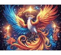 Flame Starry Red Phoenix 500 Pieces Set Classic Jigsaw Puzzle Animal Pet Couple Puzzle Partners Mind Relaxation Wall Decor Easter New Year Creativity & Gift Giving 500 PCS/52×38cm