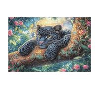 Flame Starry Sky Black Panther 1000 Pc Classic Jigsaw Puzzle Animal Pet Doll Puzzle for Adults Hard Challenging Hobby Home Decor Poster Eco Friendly Material 1000 PCS