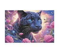 Flame Starry Sky Black Panther 1000-piece Jigsaw Puzzle Bundle Animal Pet Family Puzzle Lovers Brain Training Mindful Activity Spring Rigid Cardboard 1000 PCS