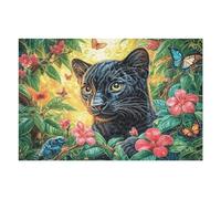 Flame Starry Sky Black Panther 1000 Piece Pack Classic Jigsaw Puzzle Animal Pet Wildlife Couple Puzzle Partners Ultra Difficult Wall Decor Easter New Year Gift Thick Paperboard 1000 PCS