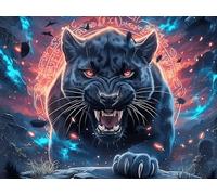Flame Starry Sky Black Panther 1000 Piece Pack DIY Jigsaw Puzzle Animal Pet Collectors Cognitive Development Educational Decorative Puzzle Gifts for Adults Premium Cardboard 1000 PCS/75x50cm