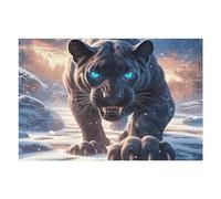 Flame Starry Sky Black Panther 1000 Piece Premium Jigsaw Puzzle Animal Pet For Men Educational Decompression Adults Anxiety Memory Care Mothers Valentines Premium Cardboard 1000 PCS