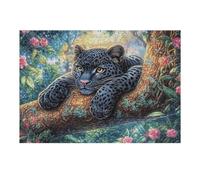 Flame Starry Sky Black Panther 300 Pc DIY Jigsaw Puzzle Animal Pet Doll Puzzles for Adults Teens Hard Challenging Team Building Stress Reducing Autumn Sturdy Wooden Cardboard 300 PCS