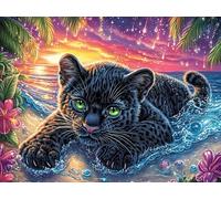 Flame Starry Sky Black Panther 300 Piece Complete DIY Jigsaw Puzzle Fantastic Beasts Collectors Mind Relaxation Educational Decorative Puzzle Gifts for Adults Wooden Cardboard 300 PCS