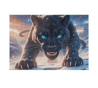 Flame Starry Sky Black Panther 300 Piece Complete Jigsaw Puzzle Set Animal Pet Teens Beginners Educational Challenge Puzzle Fans Group Play Anniversary Quality Material 300 PCS
