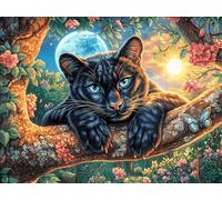 Flame Starry Sky Black Panther 300 Piece Count Premium Jigsaw Puzzle Animal Pet For Adults Teens 14+ Concentration Training Indoor Game Family Game Night 300 PCS/40x28cm