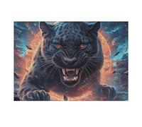 Flame Starry Sky Black Panther 300 Pieces Classic Jigsaw Puzzle Animal Pet Puzzle for Adults Concentration Training Wall Art Mental Exercise Halloween Premium Cardboard 300 PCS