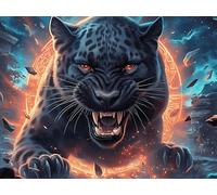 Flame Starry Sky Black Panther 500 PCS/52×38cm Jigsaw Puzzle Bundle Animal Pet Family Puzzle Lovers Fun Family Game Mindful Activity Spring Gift Precision Cut Cardboard 500 PCS/52×38cm
