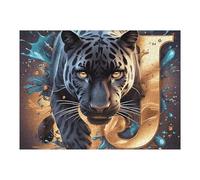 Flame Starry Sky Black Panther 500 Piece Jigsaw Puzzle Fantastic Beasts For Men Educational Decompression Adults Anxiety Memory Care Mothers Valentines Gift Sturdy Paperboard 500 PCS