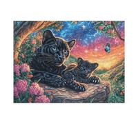 Flame Starry Sky Black Panther 500 Piece Jigsaw Puzzle for Adults Splendid Celestial Critters Book Club Activity Social Fun Vibrant Colours for Book Lovers 500 PCS