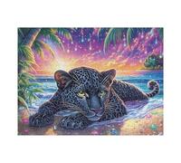 Flame Starry Sky Black Panther 500 Piece Premium Jigsaw Puzzle Animal Pet Doll For Men Educational Decompression Adults Anxiety Memory Care Mothers Valentines Premium Cardboard 500 PCS