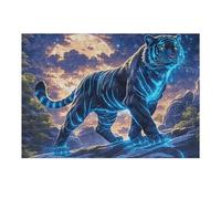 Flame Starry Sky Blue Wolf 300 Piece Premium Jigsaw Puzzle Wildlife Adult Jigsaws Brain Training Hobby Home Decor Winter Gift Unique Shaped Eco Friendly Material 300 PCS