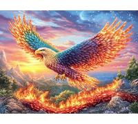 Flame Starry Sky Flying Bald Eagle 1000 Piece Complete Premium Jigsaw Puzzle Dreamy Scenic Fauna Collectors Mind Relaxation Educational Decorative Puzzle Gifts for Adults Premium Cardboard 1000 PCS