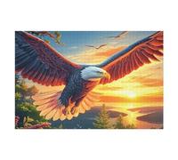 Flame Starry Sky Flying Bald Eagle 1000 Piece Jigsaw Puzzle for Adults Fantastic Beasts Date Night Activity Couple Bonding Beautiful Design Ideal Anniversary Present 1000 PCS