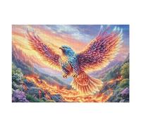 Flame Starry Sky Flying Bald Eagle 1000 Piece Jigsaw Puzzle for Adults Weekend Hobby Creative Challenge No Duplicate Pieces Ideal Retirement Gift 1000 PCS