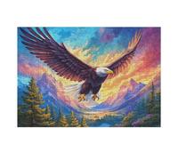 Flame Starry Sky Flying Bald Eagle 300 Pieces Jigsaw Puzzle Fantastic Beasts For Men Educational Decompression Adults Anxiety Memory Care Mothers Valentines Premium 300 PCS