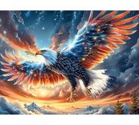 Flame Starry Sky Flying Bald Eagle 300 Pieces Jigsaw Puzzle Luminous Enchanted Beasts For Men Educational Decompression Adults Anxiety Memory Care Mothers Valentines Premium 300 PCS/40x28cm