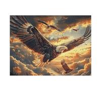 Flame Starry Sky Flying Bald Eagle 500 Piece Complete Jigsaw Puzzle Set Animal Pet Teens Beginners Educational Challenge Puzzle Fans Group Play Anniversary Fathers Thick Cardboard 500 PCS