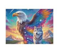 Flame Starry Sky Flying Bald Eagle 500 Piece Jigsaw Puzzle for Adults Teens Animal Pet Laundry Room Decor Boredom Buster Colourful Artwork Great Gift for 500 PCS