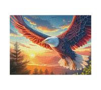 Flame Starry Sky Flying Bald Eagle 500 Piece Jigsaw Puzzle for Adults Teens Wildlife Craft Room Decor Creative Project Whimsical Artwork for Crafters 500 PCS