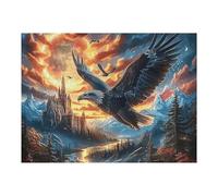 Flame Starry Sky Flying Bald Eagle 500 Piece Jigsaw Puzzle for All Ages Splendid Celestial Critters Jigsaw Evening Wind Down Activity Challenging Fun Home Decor Stress Relief 500 PCS
