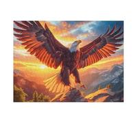 Flame Starry Sky Flying Bald Eagle 500 Piece Jigsaw Puzzle for All Ages Wildlife Idea Spooky Fun High Resolution Print Home Decor Stress Relief 500 PCS
