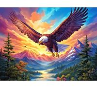Flame Starry Sky Flying Bald Eagle 500 Piece Premium Jigsaw Puzzle Animal Pet For Men Educational Decompression Adults Anxiety Memory Care Mothers Valentines Premium Cardboard 500 PCS/52×38cm
