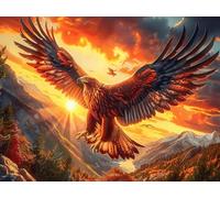 Flame Starry Sky Flying Bald Eagle 500 Piece Premium Jigsaw Puzzle Magical Cosmic Creatures Adult Jigsaws Brain Training Hobby Home Decor Winter Gift Unique Shaped Recycled Cardboard 500 PCS/52×38cm