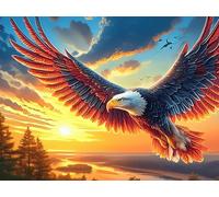 Flame Starry Sky Flying Bald Eagle 500 Piece Premium Jigsaw Puzzle Wildlife For Men Educational Decompression Adults Anxiety Memory Care Mothers Valentines Premium Cardboard 500 PCS/52×38cm