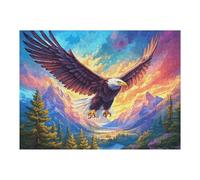 Flame Starry Sky Flying Bald Eagle 500 Pieces Set Classic Jigsaw Puzzle Fantastic Beasts Teen Fans 14-18 Yrs Brain Training Logic Skill Leisure Adventure Valentines Recycled Cardboard 500 PCS