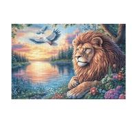 Flame Starry Sky Lion 1000 Pc Classic Jigsaw Puzzle Animal Pet Wildlife Puzzle for Adults Hard Challenging Hobby Home Decor Poster High-grade Rigid Cardboard 1000 PCS