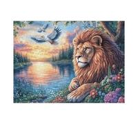 Flame Starry Sky Lion 500 Pc DIY Jigsaw Puzzle Puzzles for Adults Teens Hard Challenging Team Building Stress Reducing Autumn Rigid Cardboard 500 PCS/52×38cm