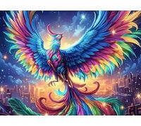 Flame Starry Sky Phoenix 300 Pc DIY Jigsaw Puzzle Magical Cosmic Creatures Puzzles for Adults Teens Hard Challenging Team Building Stress Reducing Autumn Sturdy Wooden Cardboard 300 PCS/40x28cm