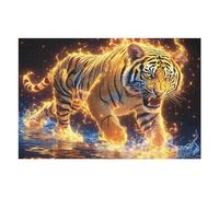 Flame Starry Sky Tiger 1000 Piece Jigsaw Puzzle for All Ages Splendid Celestial Critters Birthday Party Activity Group Fun High Resolution Print Home Decor Entertainment 1000 PCS