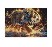 Flame Starry Sky Tiger 300 Pieces Jigsaw Puzzles For Men Educational Decompression Adults Anxiety Memory Care Mothers Valentines Gift Eco Friendly Material 300 PCS/40x28cm