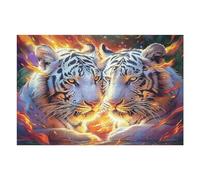Flame Starry Sky White Tiger 1000 Piece Jigsaw Puzzle for Adults Splendid Celestial Critters Jigsaw Post Work Relaxation Tool Challenging Fun for Friends Family Home Decor 1000 PCS