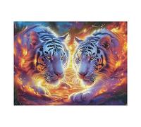 Flame Starry Sky White Tiger 500 Piece Jigsaw Puzzle for All Ages Splendid Celestial Critters Birthday Party Activity Group Fun High Resolution Print Home Decor Entertainment 500 PCS