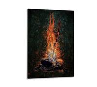 Flame Sword Art Print Fantasy Wall Decor Fire And Steel Illustration Unique Artwork for Home Adventure Theme Poster Decorative Wall Art for Living Room Gift 16x24inch(40x60cm) Framed