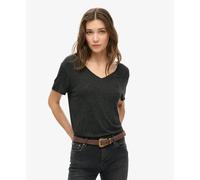 Flame T-shirt with V-neck and embroidered text for women Superdry Studio Noir S