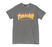 Flame Tee Mens T-Shirt Charcoal Grey/yellow S