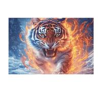 Flame Tiger 1000 Piece Jigsaw Puzzle for All Ages Animal Pet Birthday Party Activity Group Fun High Resolution Print Home Decor Entertainment 1000 PCS