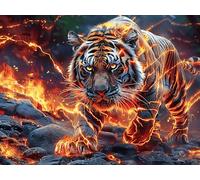 Flame Tiger 1000-piece Jigsaw Puzzle Set Magical Cosmic Creatures For Adults Teens 14+ Logic Skill Indoor Game Family Game Night Summer Thick Cardboard 1000 PCS/75x50cm