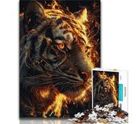 Flame Tiger 1000 Piece Jigsaw Puzzles,Educational Game Challenge Toy Wall Decoration Unique Birthday And Xmas Gifts (75x50cm)