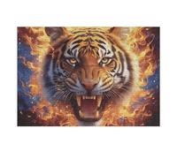 Flame Tiger 300 Piece Jigsaw Puzzle for All Ages Animal Pet Birthday Party Activity Group Fun High Resolution Print Home Decor Entertainment 300 PCS