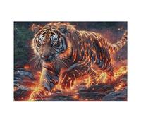 Flame Tiger 300 Piece Jigsaw Puzzle for All Ages Animal Pet Wildlife Idea Spooky Fun High Resolution Print Home Decor Stress Relief 300 PCS