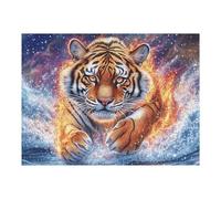 Flame Tiger 500 Piece Jigsaw Puzzle for All Ages Doll Animal Pet Idea Spooky Fun High Resolution Print Home Decor Stress Relief 500 PCS